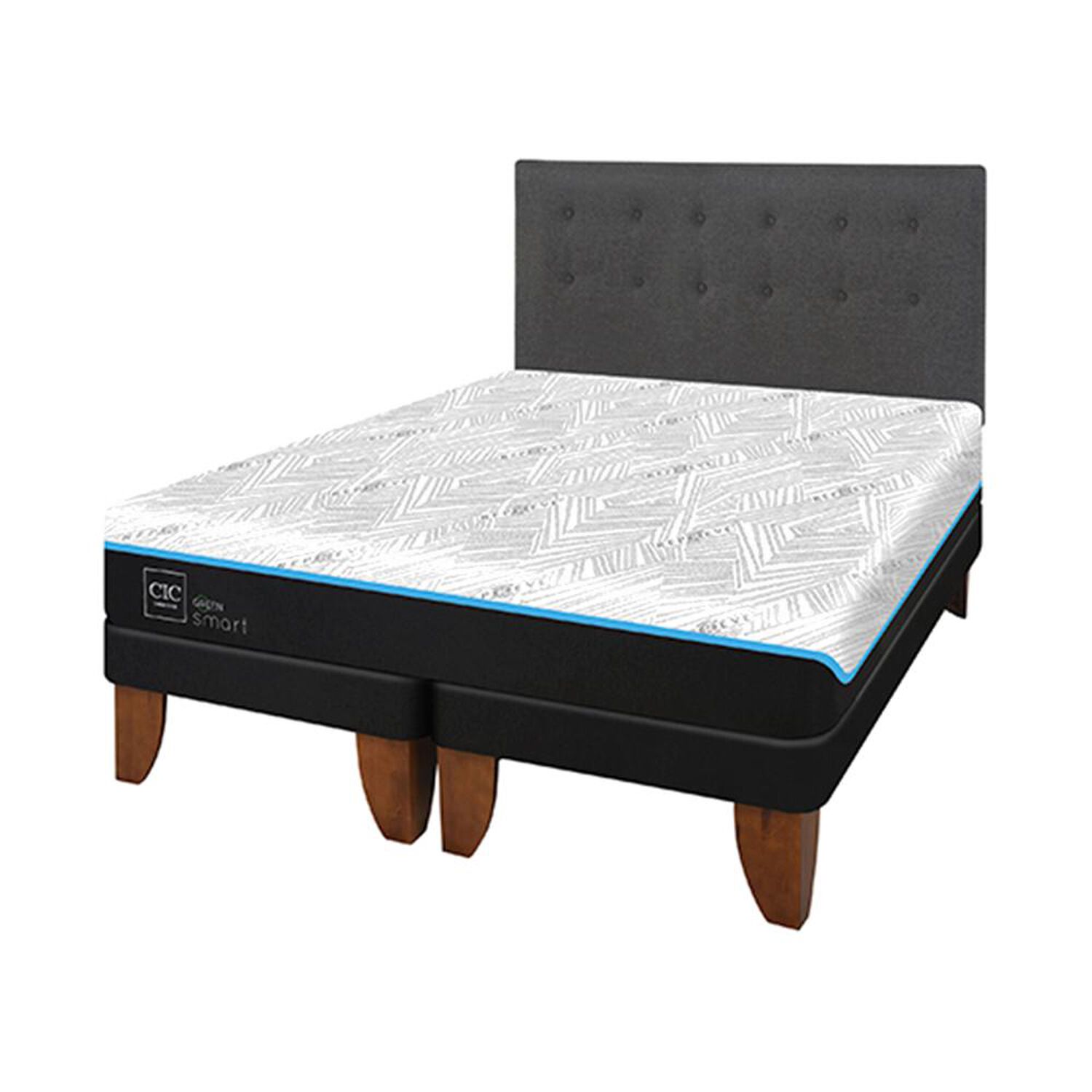 Cama Europea Cic Green Infinity / King / Base Dividida + Respaldo image number 1.0