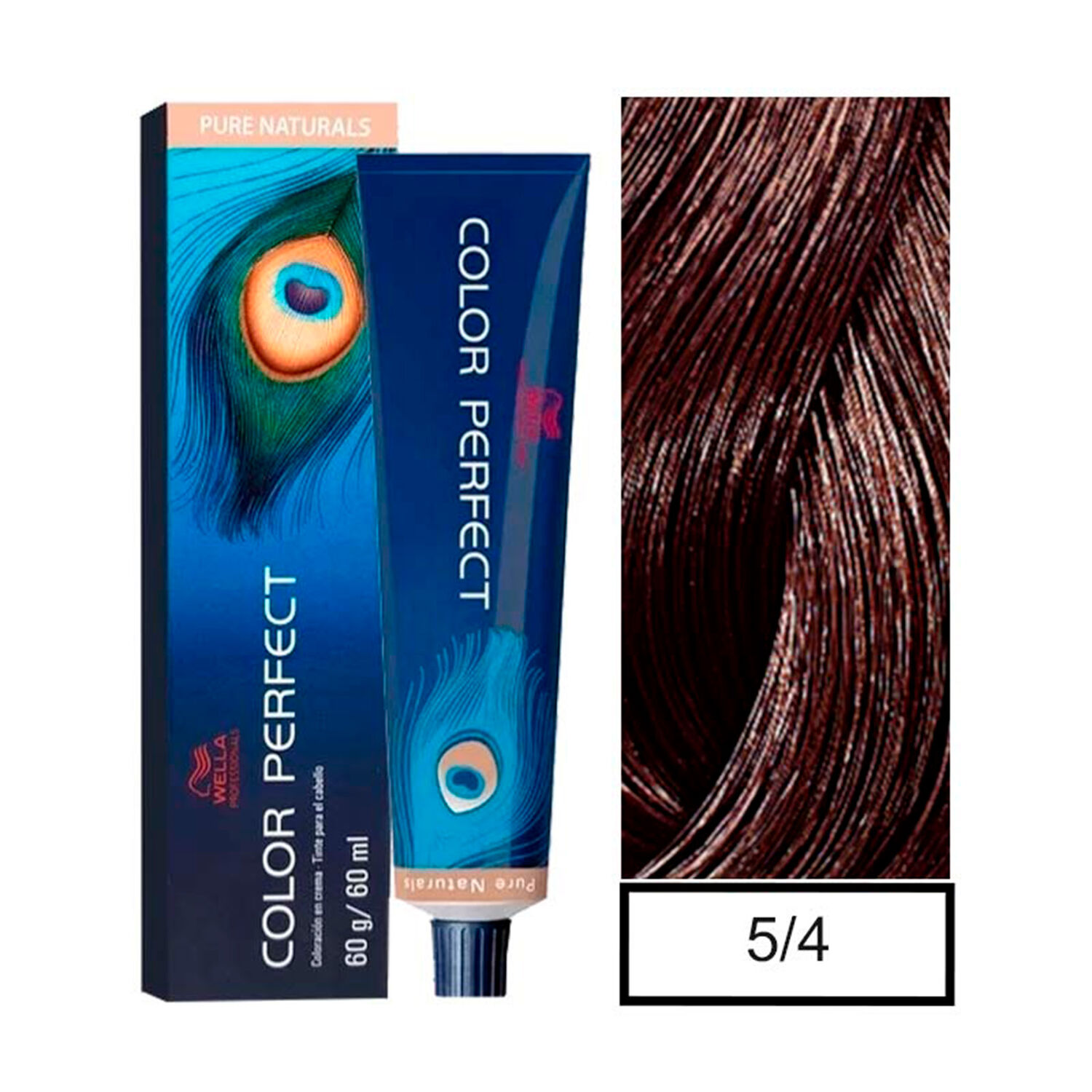 Wella - Tintura Permanente Color Perfect 5/4 Casta&ntilde;o Claro Rojo 60gr + Oxidante 20vol 60ml image number 0.0