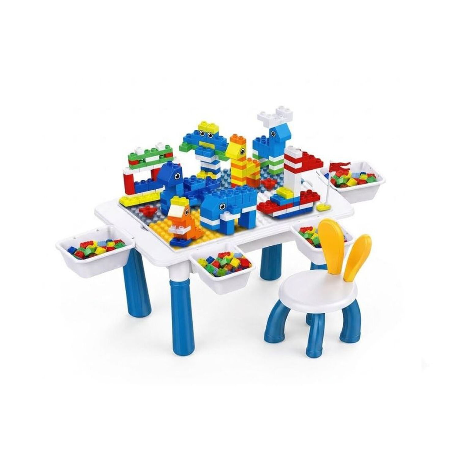 Set De Juego Did&aacute;ctico Con Mesa Bloques Tipo Lego Para Ni&ntilde;os Con Silla image number 0.0