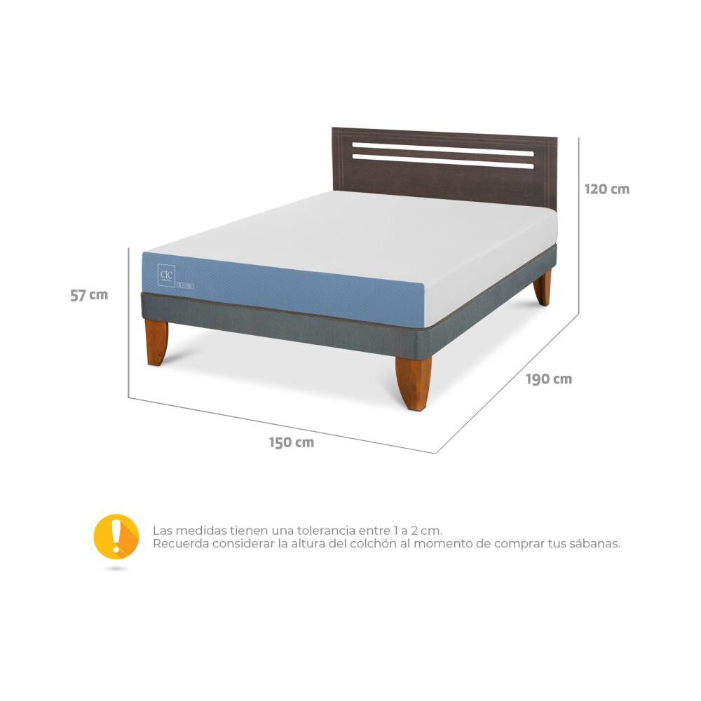 Cama Europea Cic Excellence / 2 Plazas / Base Normal + Respaldo image number 2.0