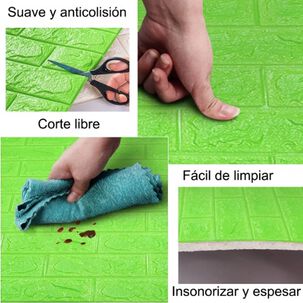 Pack 10 Lamina Papel Mural Autoadhesivo 3d Ladrillo Verde