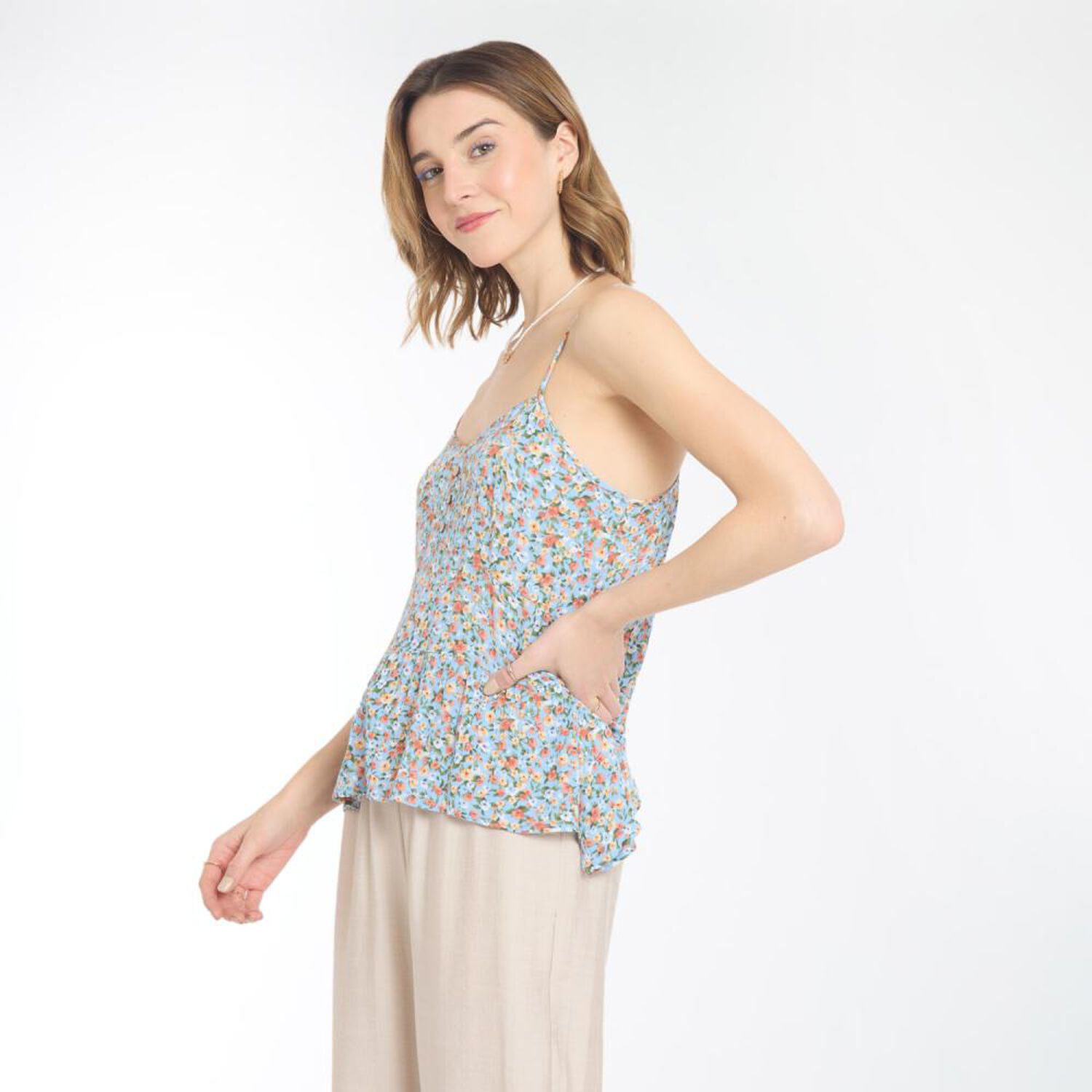 Blusa Botones Sin Mangas Cuello V Mujer Freedom image number 2.0
