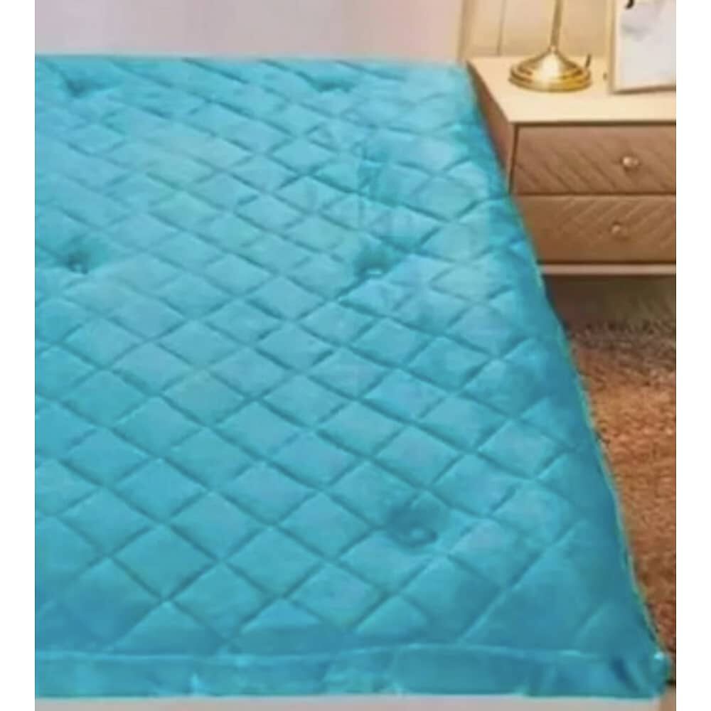 Cubre Colch&oacute;n Plush Acolchado 2 Plazas Celeste image number 2.0