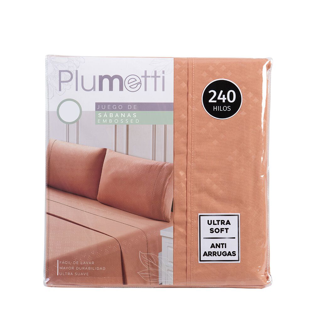 Sabana Estampada Plumetti Embossed 2 P Coral image number 3.0