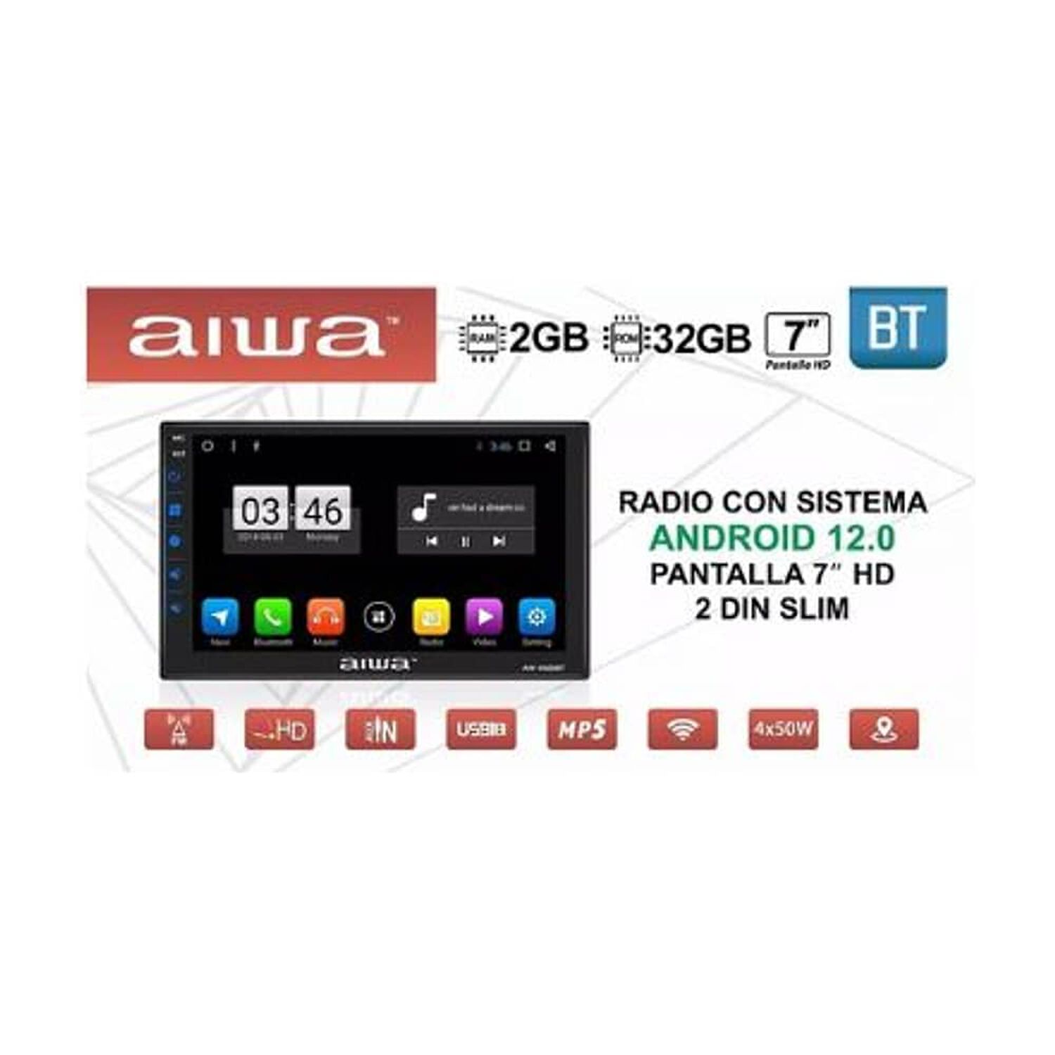 Radio Auto 2 Din Android Touch Hd De 7'' Aiwa Aw-a505bt image number 2.0