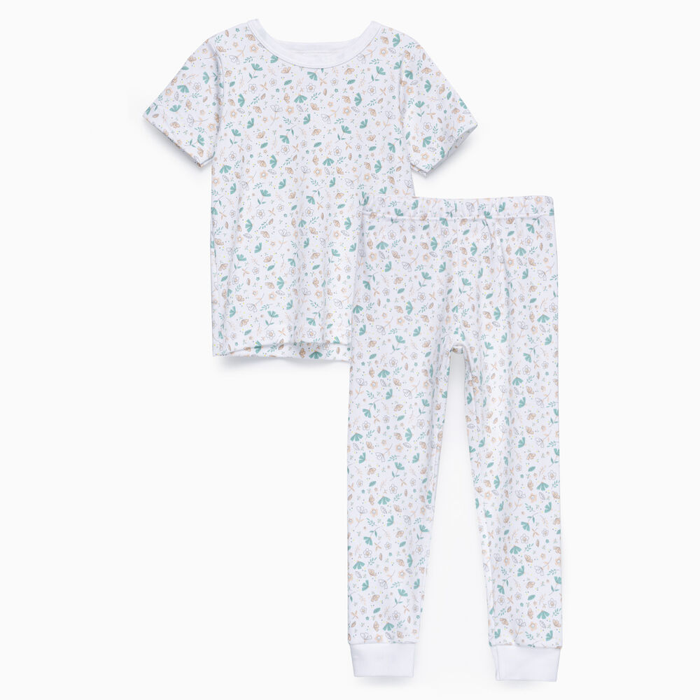 Pijama Blanco Hojas Colores Algodón Peruano image number 0.0