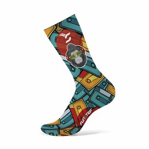 Calcetines Funstep Ciclismo Dibujos Naranja/verde Xl 44-47