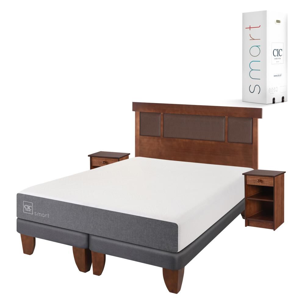 Cama Europea Cic Smart / 2 Plazas / Base Dividida + Set De Maderas image number 1.0