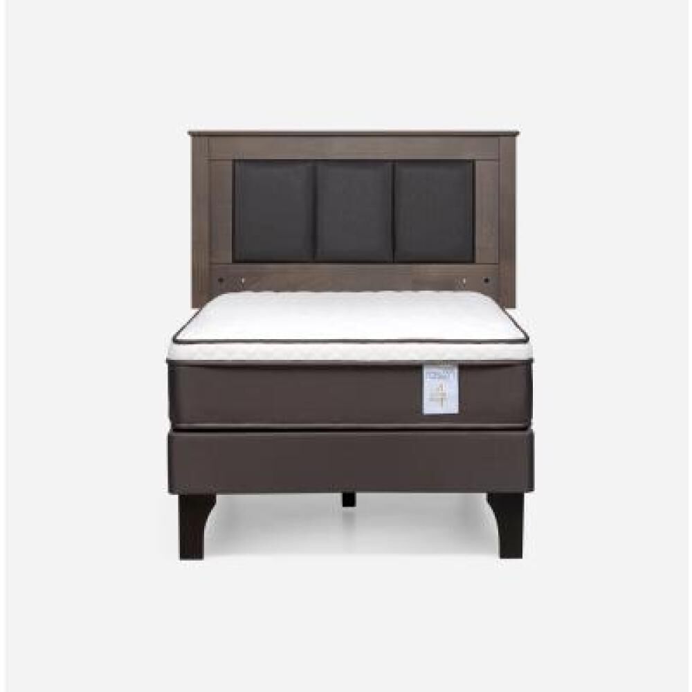 Cama Europea Rosen New Style 4 Plus / 1 Plaza / Base Normal  + Respaldo Rachel Gris image number 7.0