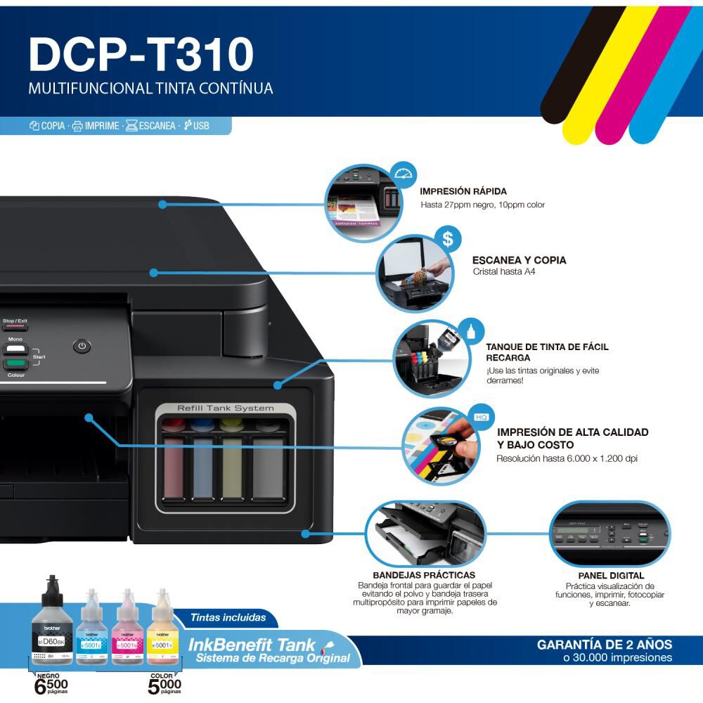 Impresora Multifuncional Brother Dcp-T310 image number 3.0