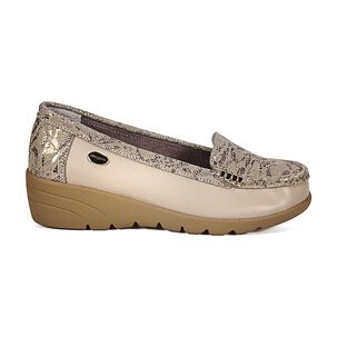 Mocas&iacute;n Cuero Eliette Beige Snake