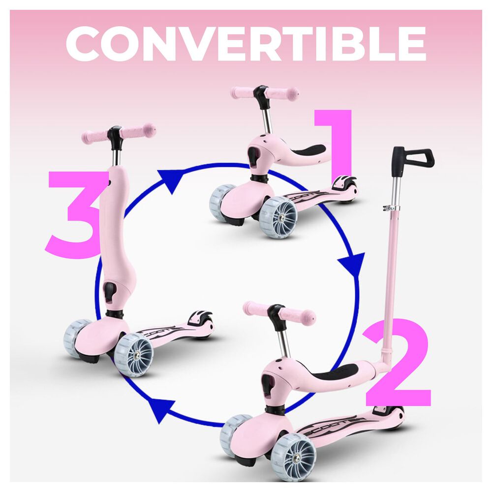 Scooter Monopatín 3 En 1 Con Asiento Y Ruedas Rosa image number 2.0
