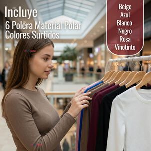 Pack 6 Camiseta Polar Manga Larga Polera Tela Acanalada Colores Surtidos