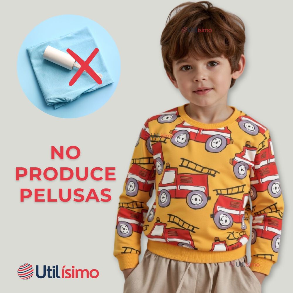 Poler&oacute;n Ni&ntilde;o Manga Larga 100% Algod&oacute;n Amarillo Bomberos image number 6.0