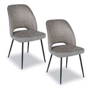 Pack 2 Sillas De Comedor Oval Pu Taupe Claro