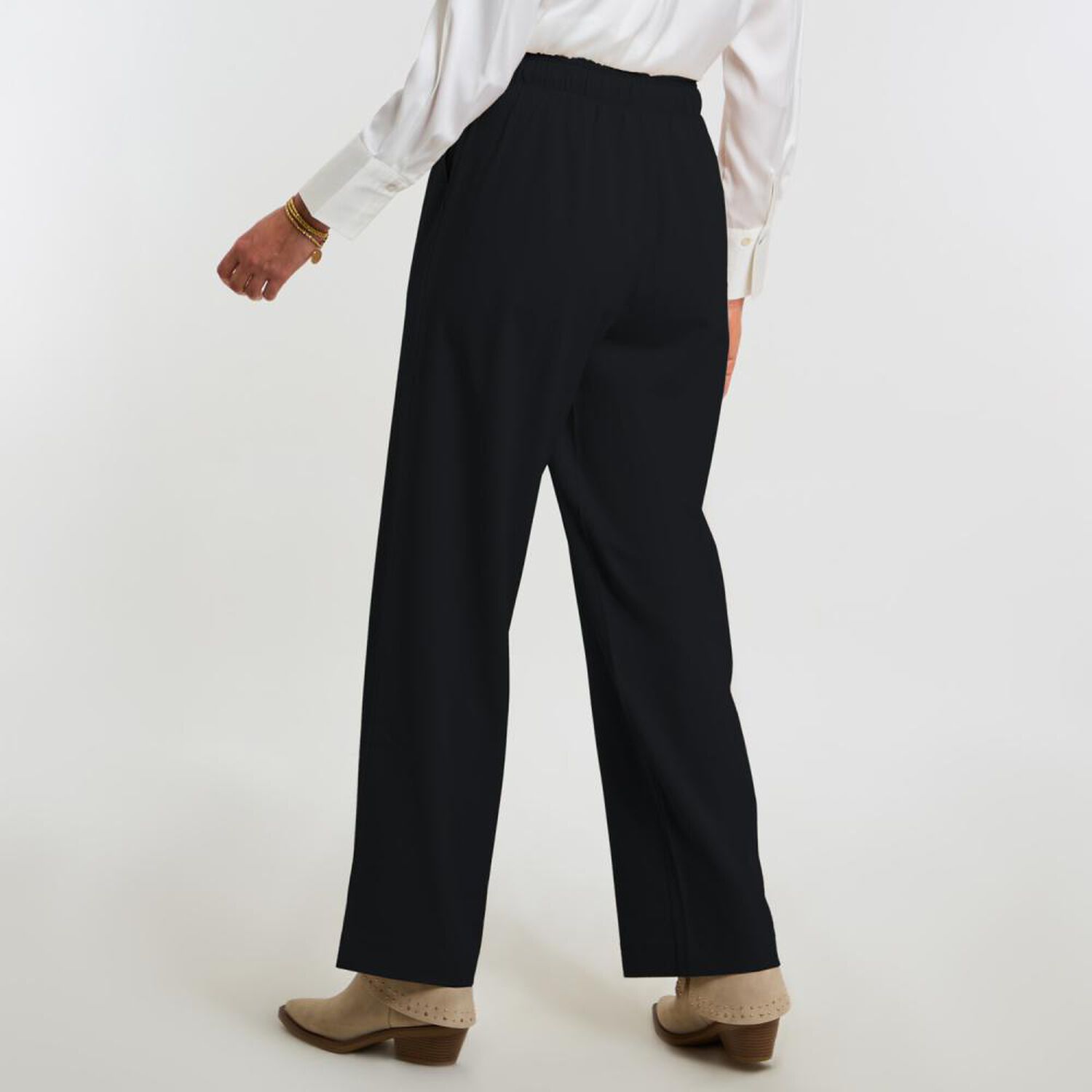 Pantal&oacute;n Pretina El&aacute;asticada Tiro Medio Palazzo Mujer Kimera image number 2.0