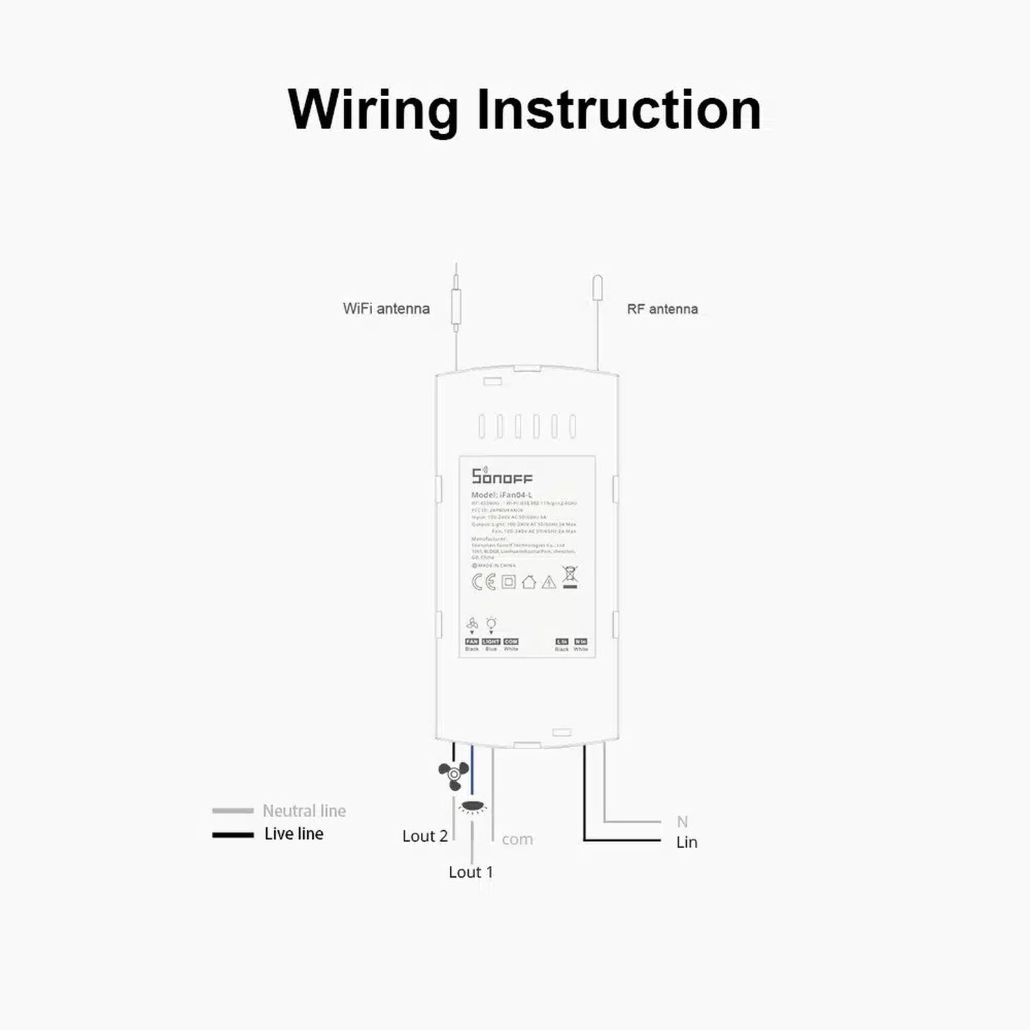 Sonoff Ifan04-h Controlador Wifi Para Ventiladores De Techo image number 3.0