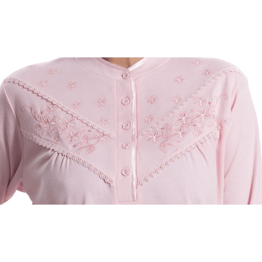 Art. 121 Te Jersey Algodón Liso Con Bordado Y Cuello Satín image number 1.0
