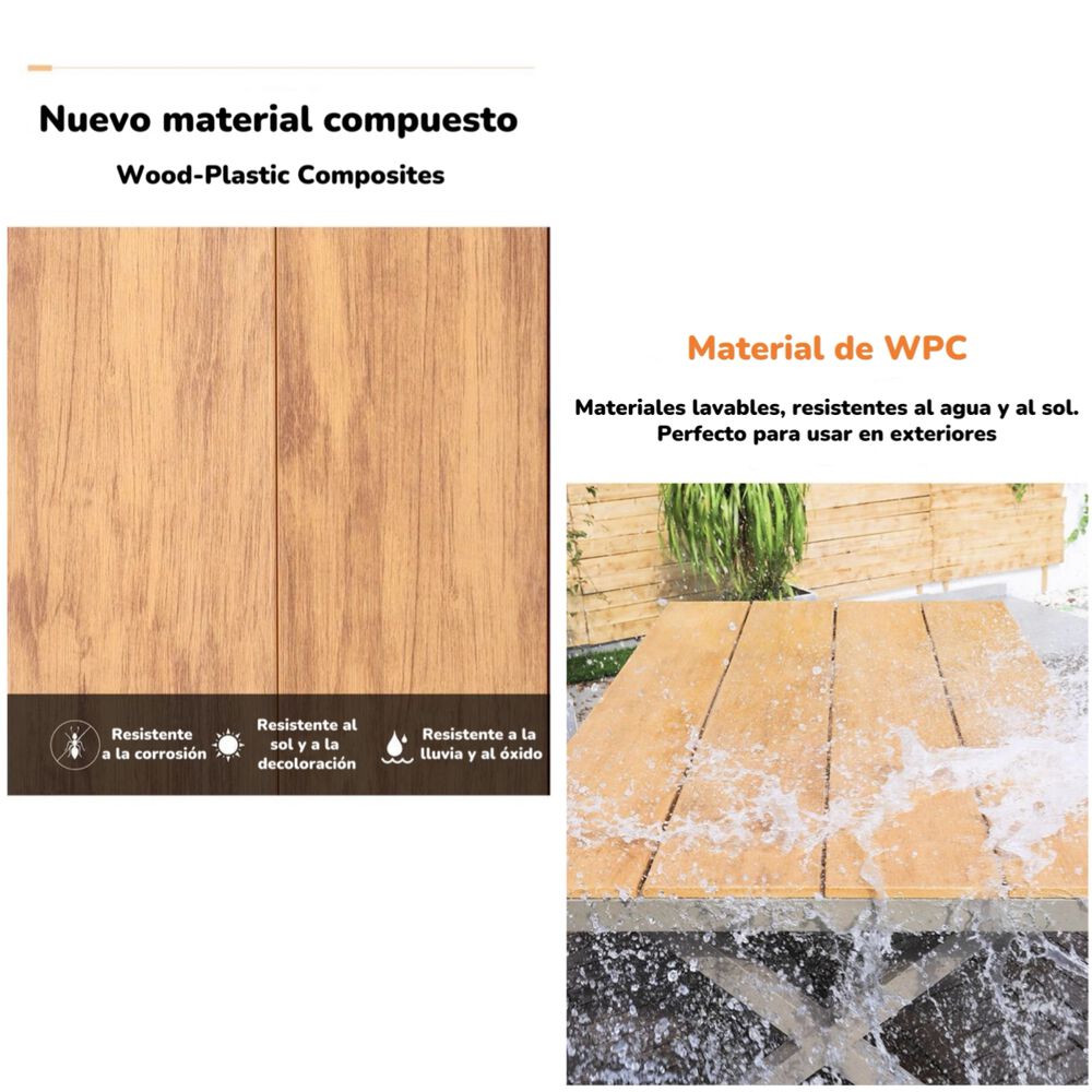 Juego De Comedor Exteriores 220cm Y 8 Sillas Impermeables image number 5.0