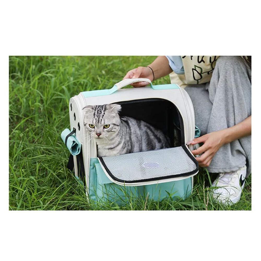 Bolso De Transporte Portátil Para Gato Transpirable Turquesa image number 3.0