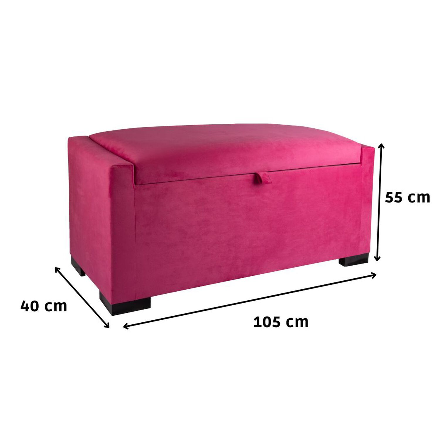 Banqueta Con Ba&uacute;l Leyzy Fucsia Felpa 40x55x105 Cm M&aacute;xima Design image number 3.0
