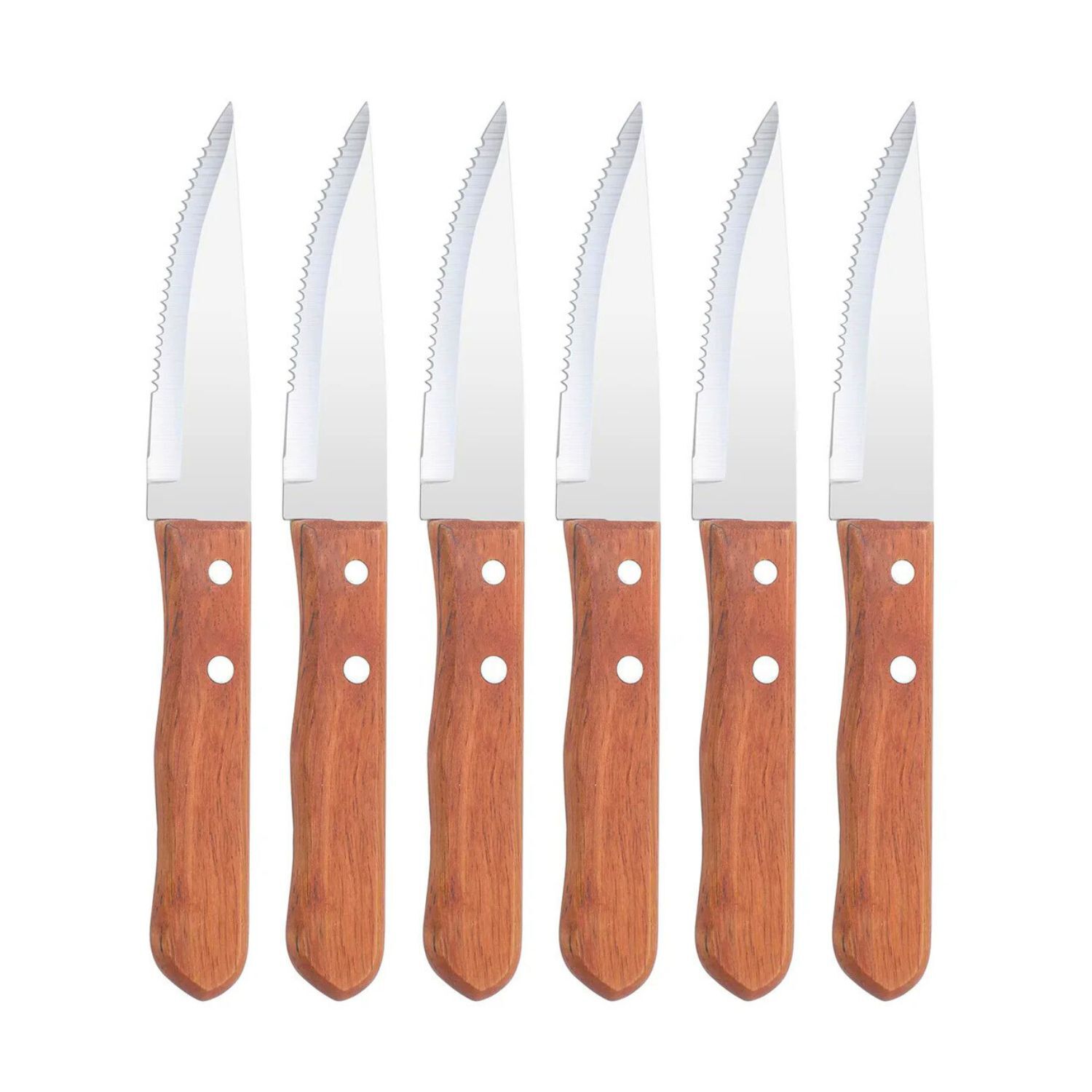 Set 6 Cuchillos Parrilleros De 22cm Acero Mango Madera image number 0.0