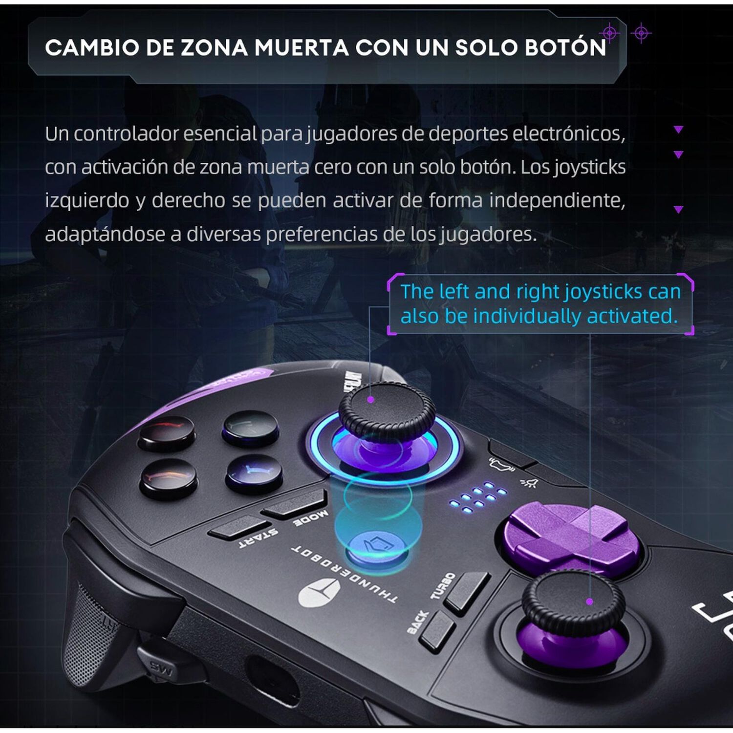 Joystick Inalambrico Thunderobot G50s Compatible Con Windows Switch Ios Android - Negro image number 4.0
