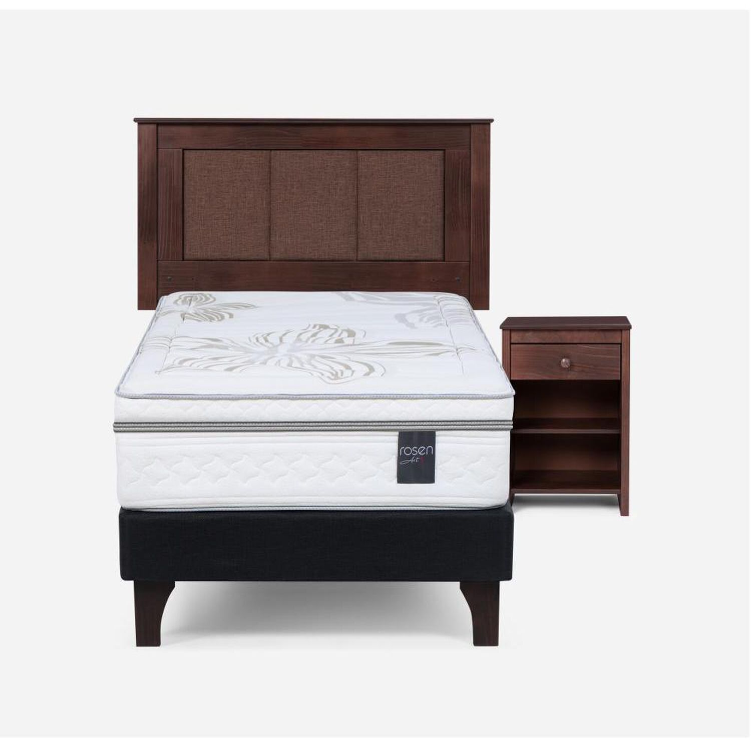 Cama Europea Rosen Art 4 / 1.5 Plazas / Base Normal + Set De Maderas image number 0.0