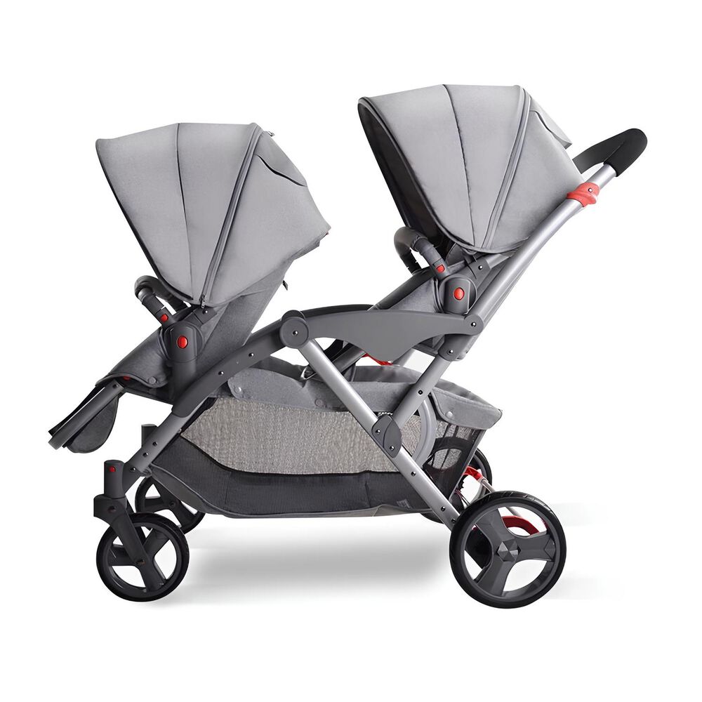 Coche Doble Duo Reclinable 9 Modos En 1 Lubabycas Gris image number 8.0