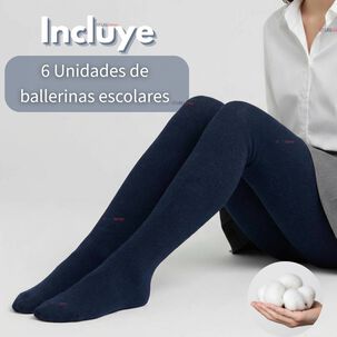 Pack 6 Ballerinas Elasticadas Escolares Ni&ntilde;a Algod&oacute;n Azul
