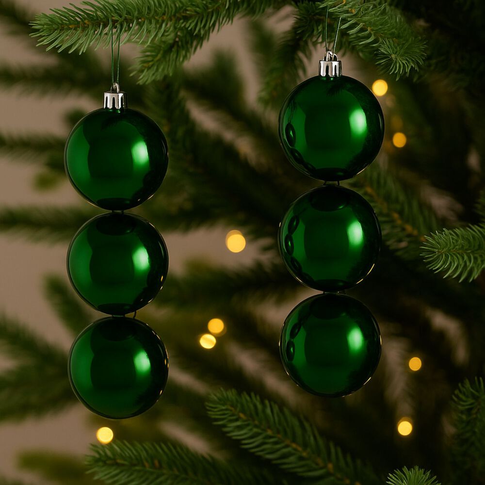 6 Esferas Navideñas Bambalinas Adorno 8cm Verde Decoracion image number 1.0