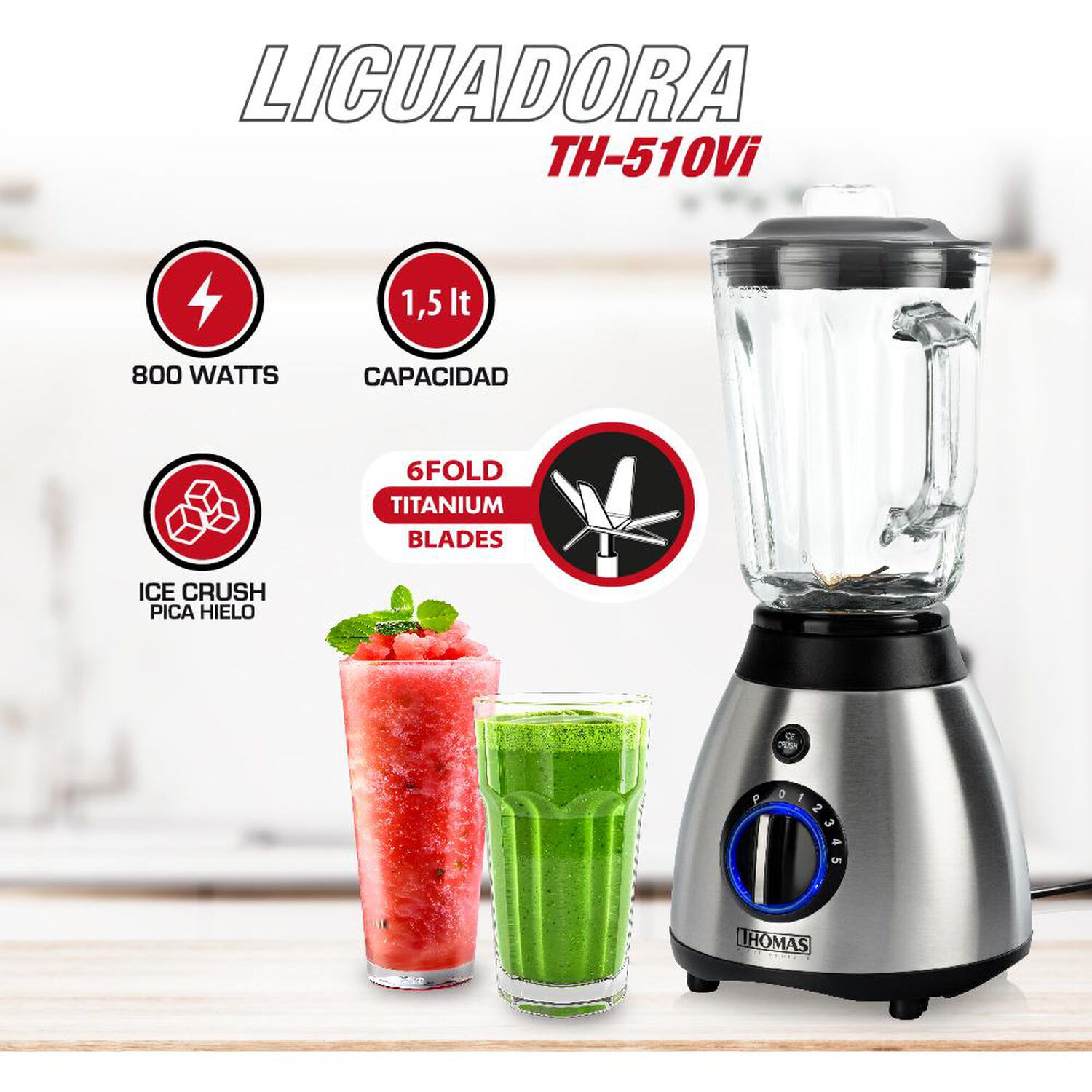 Licuadora Thomas Th-510vi / 1,5 Litros / 800 Watts image number 2.0