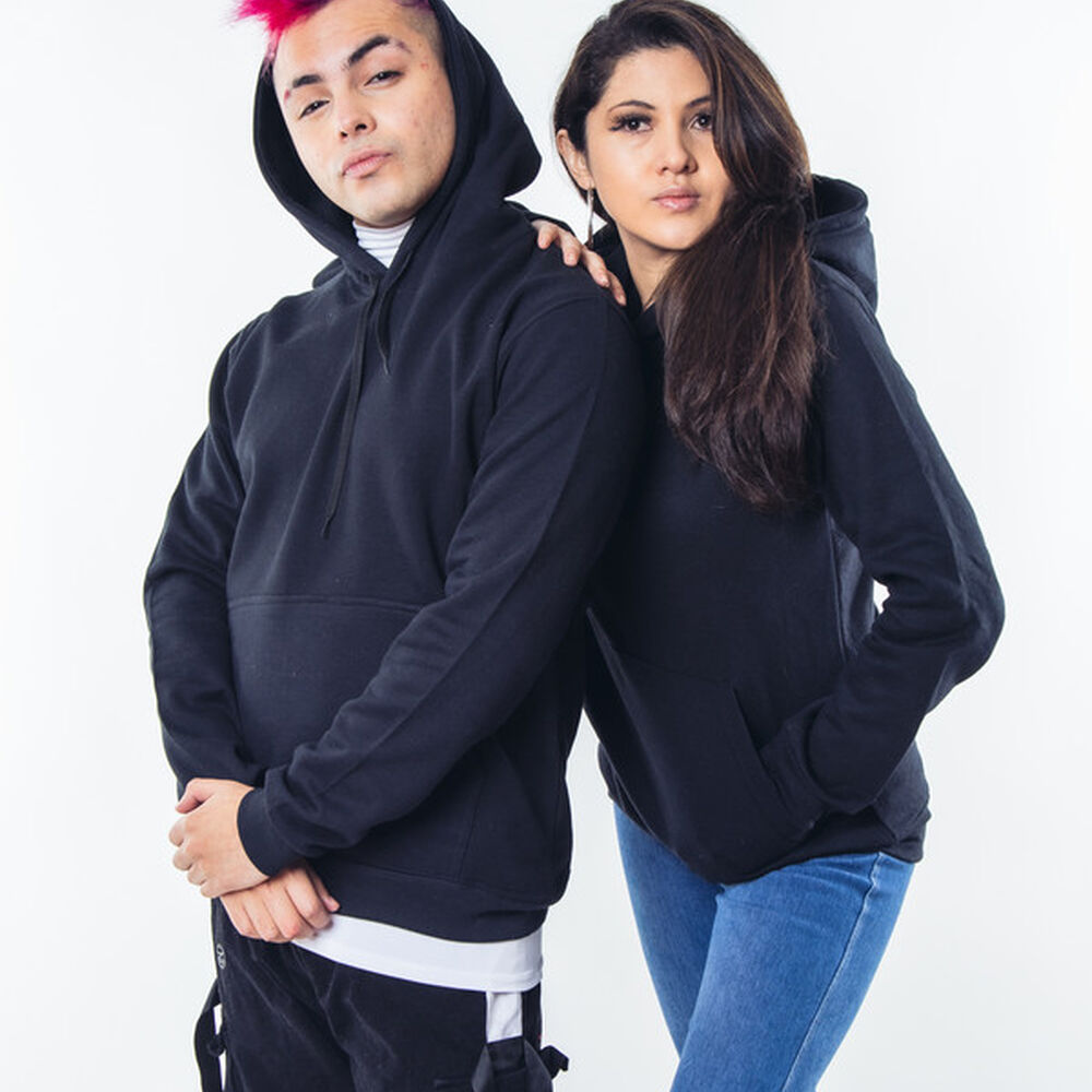 Poleron Negro Canguro Hombre Relaxed Fit Para Estampar image number 4.0