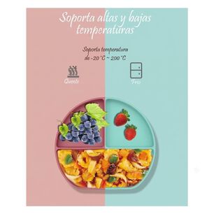 Plato Silicona Beb&eacute; Con Divisiones Y Ventosa