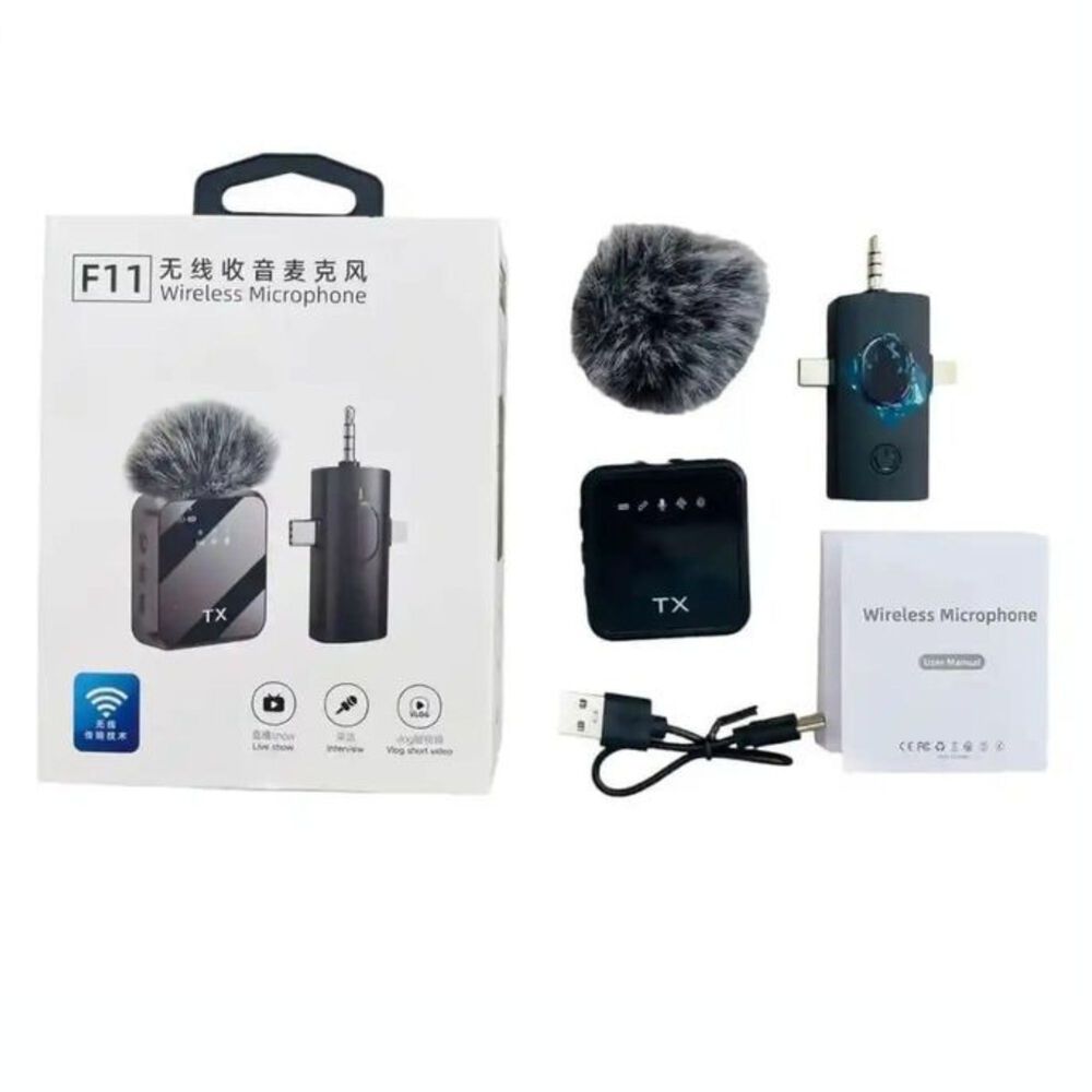 Micr&oacute;fono Inal&aacute;mbrico F11 3x1 Para Iphone Android Auxiliar3.5 image number 5.0