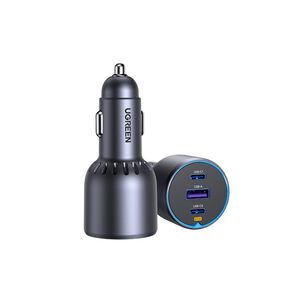 Cargador Auto 2usb-c + Usb-a 75w Negro Ugreen