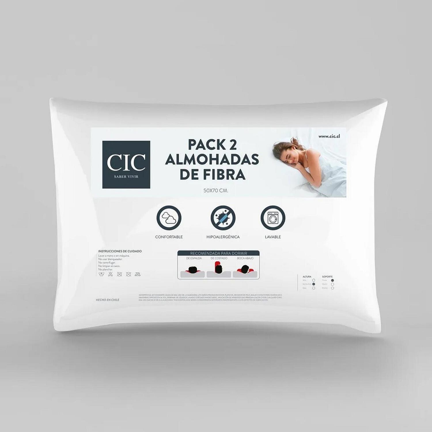 Pack 2 Almohadas Cic Fibra 50x70 Cm image number 4.0