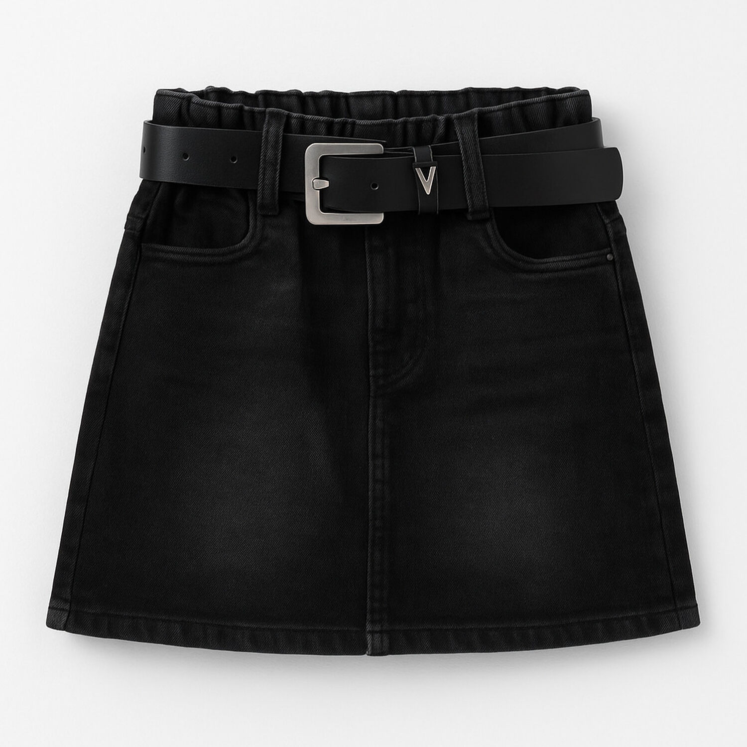 Falda Short Ni&ntilde;a Algod&oacute;n Con Cintur&oacute;n Negro Kibou image number 0.0