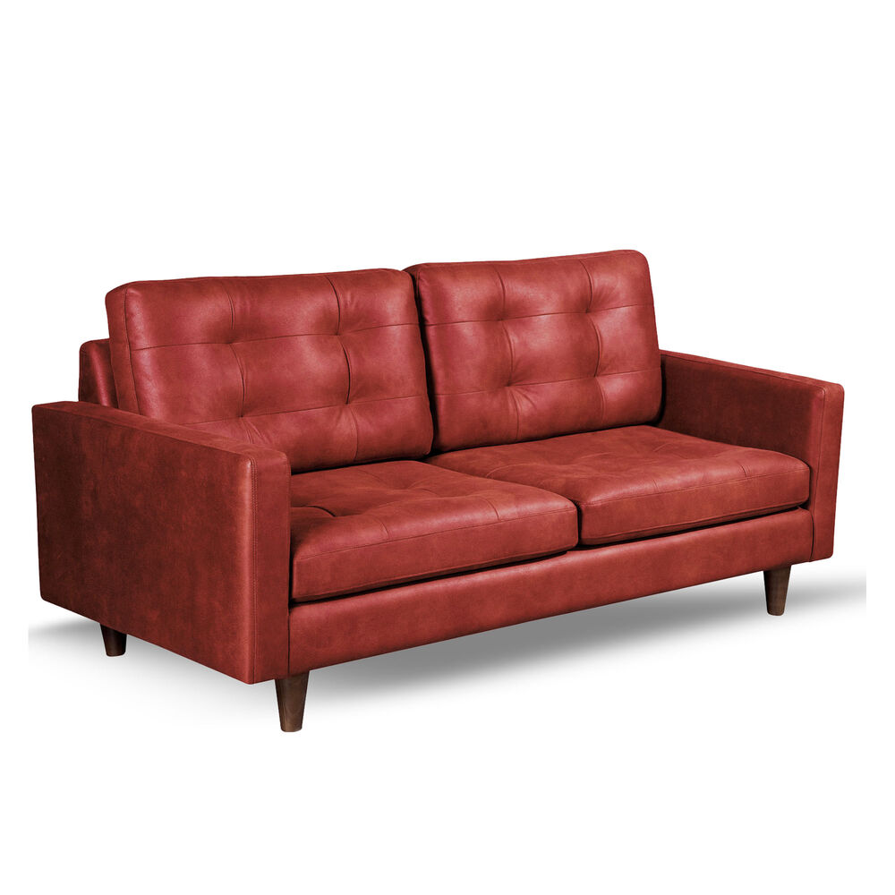 Sofa Napoles 3 Cuerpos Cuero Kentucky Rojo image number 2.0