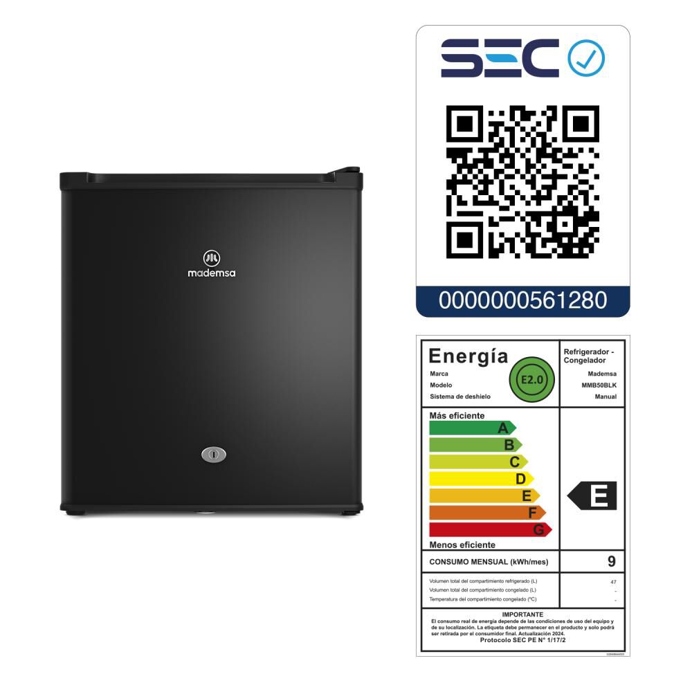 Frigobar Mademsa Mmb 50 Blk / Fr&iacute;o Directo / 47 Litros / E image number 8.0