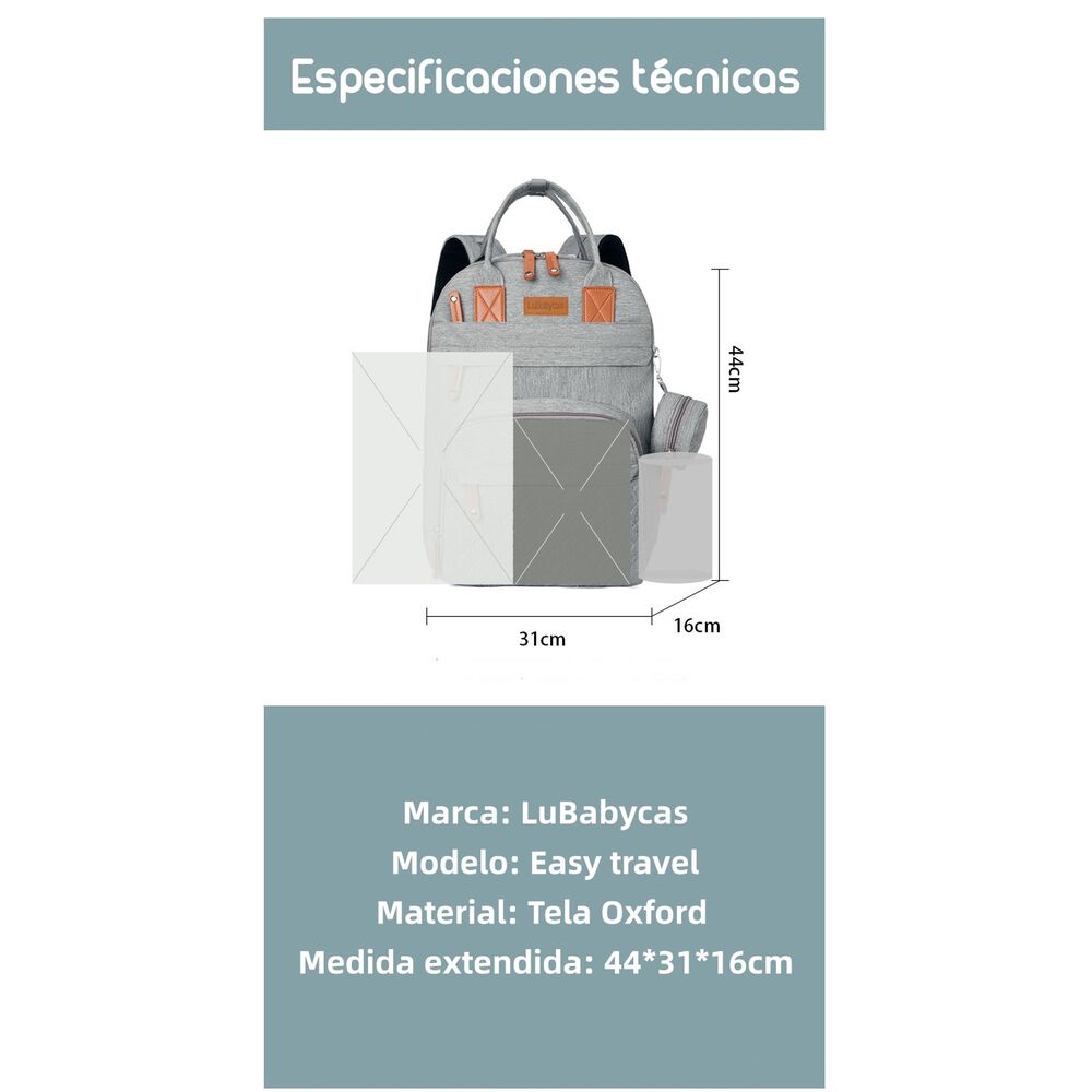 Mochila Maternal Con Monedero Y Colgador Lubabycas Rosada image number 1.0