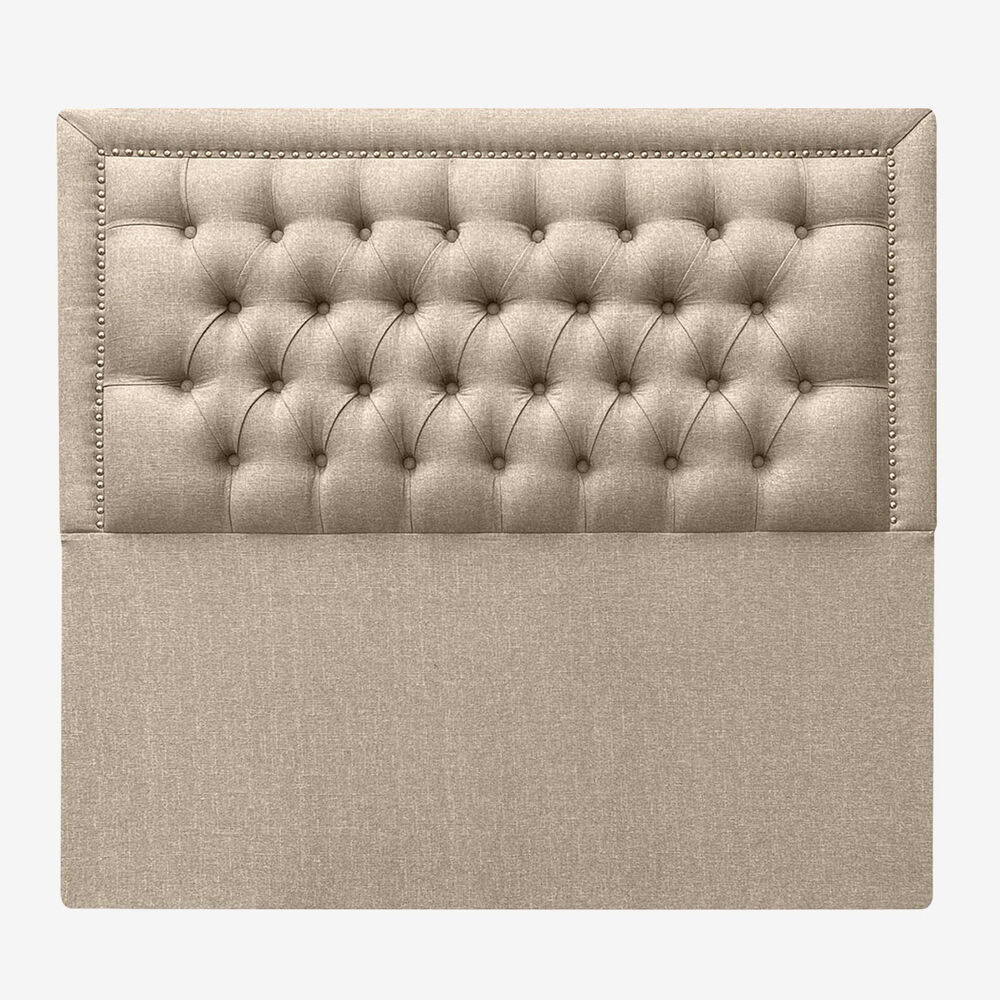 Respaldo De Cama Capitoné Frame Tachas Lino Beige 2 Plazas image number 0.0