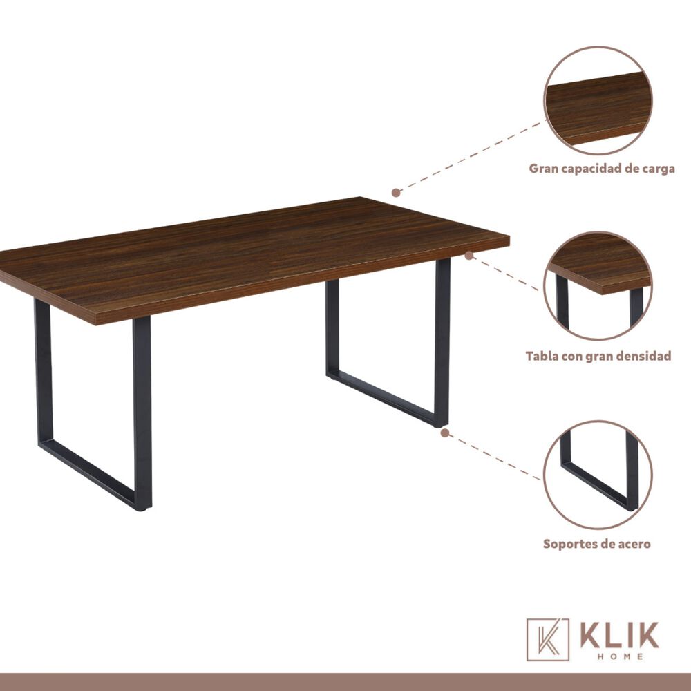 Comedor Industrial 160x90 Madera Oscura Walnut + 6 Sillas Tolix Negras image number 2.0