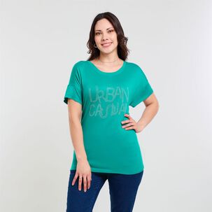 Polera Lisa Manga Corta Cuello Redondo Mujer Sexy Large