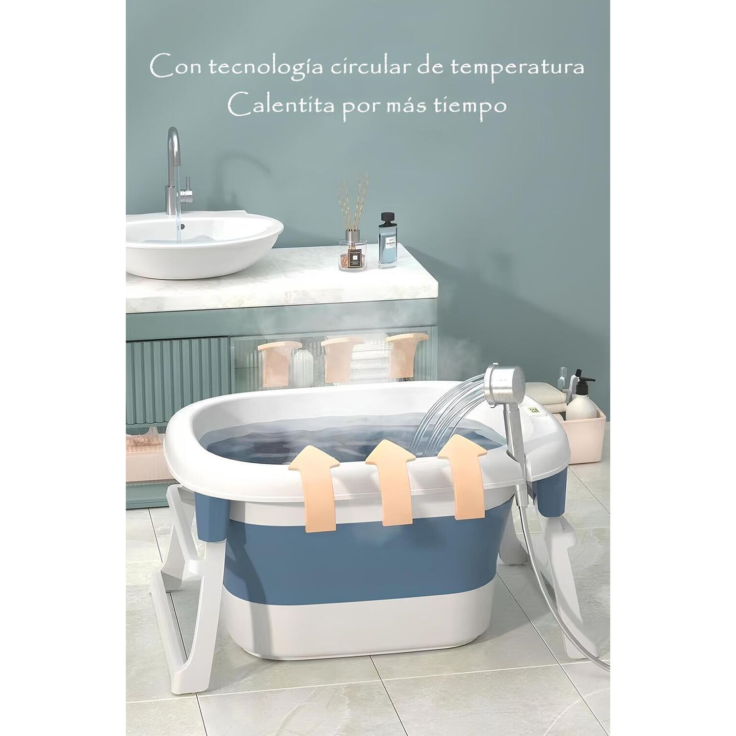 Ba&ntilde;era Con Cojin Term&oacute;metro Y M&aacute;s Accesorios Azul Lubabycas image number 5.0