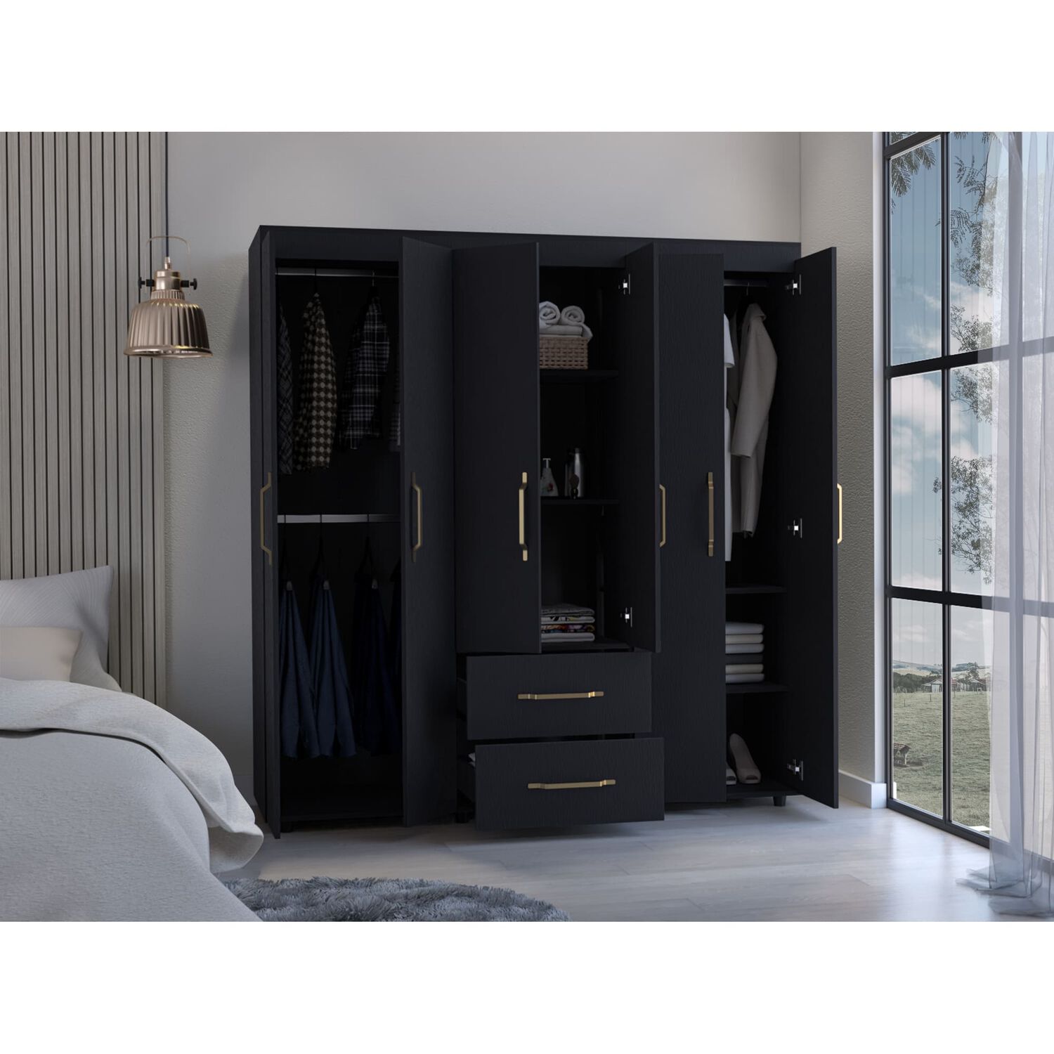 Closet 6 Puertas 2 Cajones Fm-024n - Negro image number 5.0