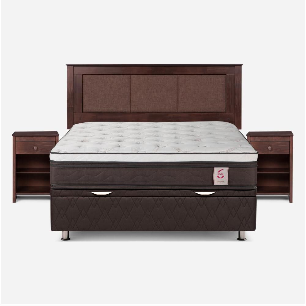 Cama Ba&uacute;l Rosen New Style 6 / 2 Plazas / Base Normal + Set De Maderas image number 0.0