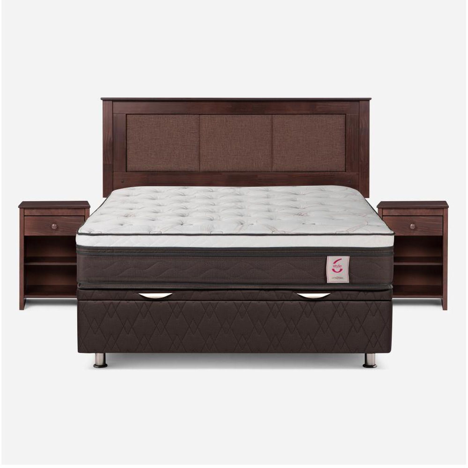 Cama Ba&uacute;l Rosen New Style 6 / 2 Plazas / Base Normal + Set De Maderas image number 0.0