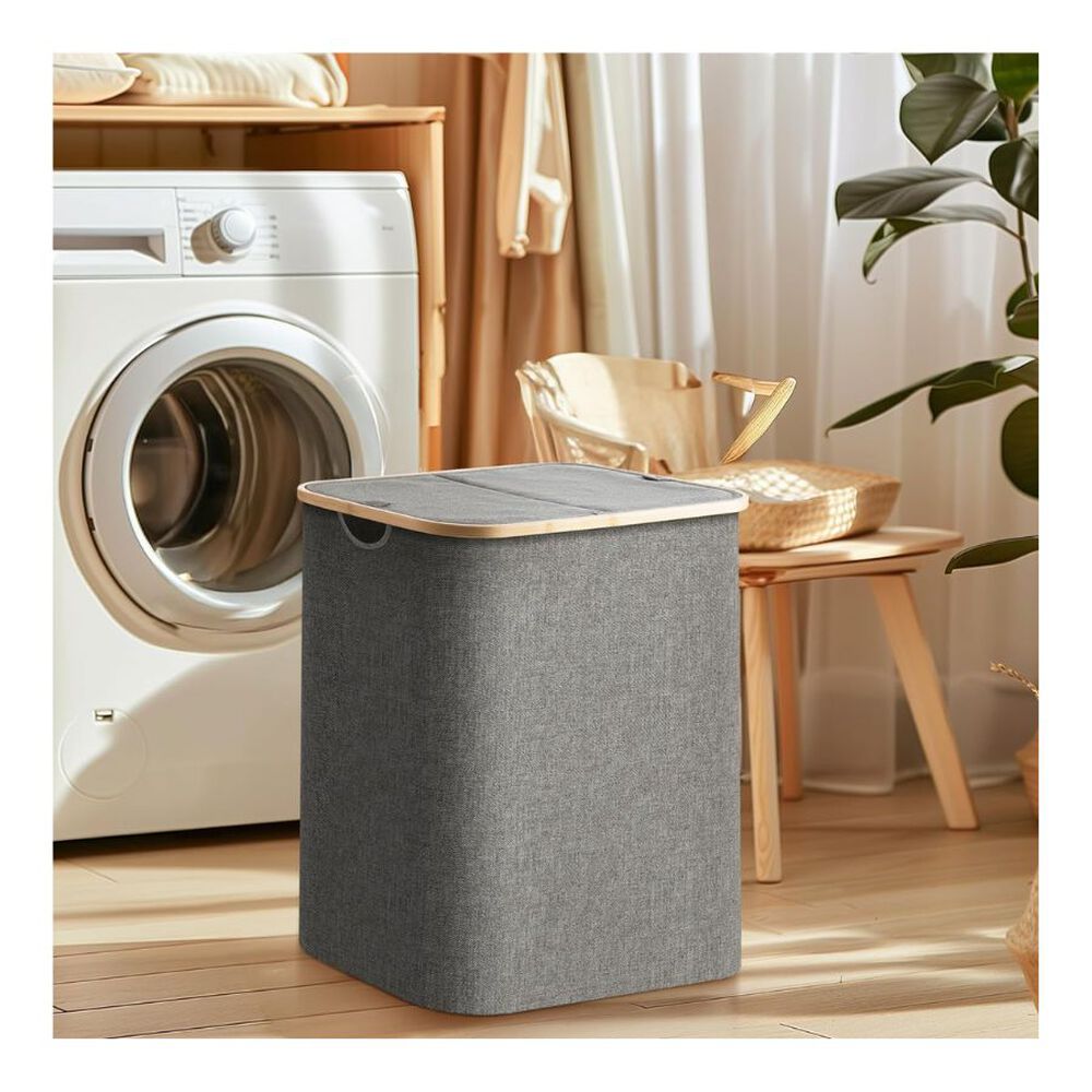 Cesto Para Ropa 2 Compartimentos Gris image number 4.0