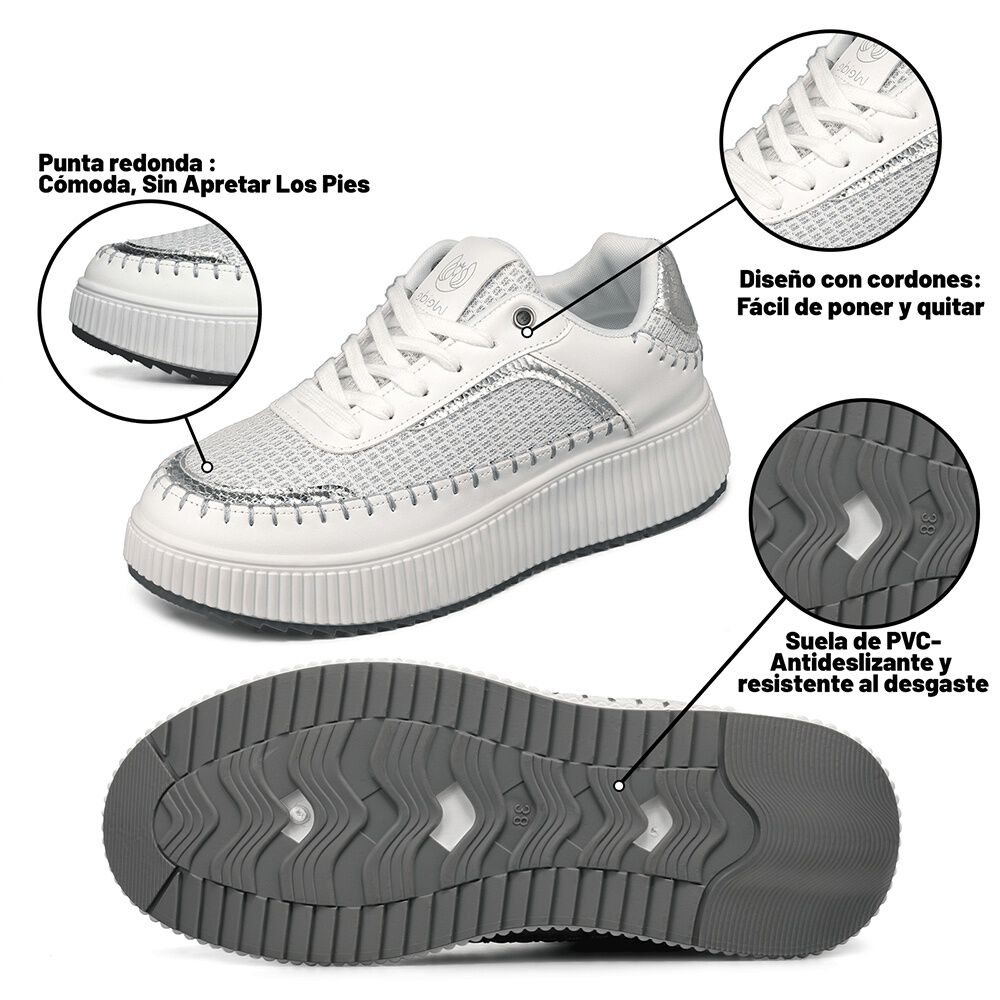 Zapatillas Urbanas Casual Cordones Mujer Weide Hx520 image number 8.0